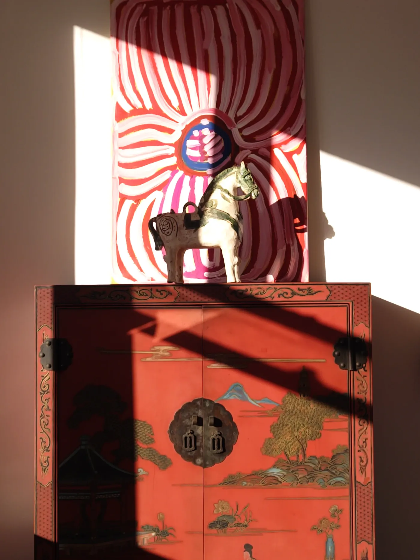 Chinese red lacquer cabinet