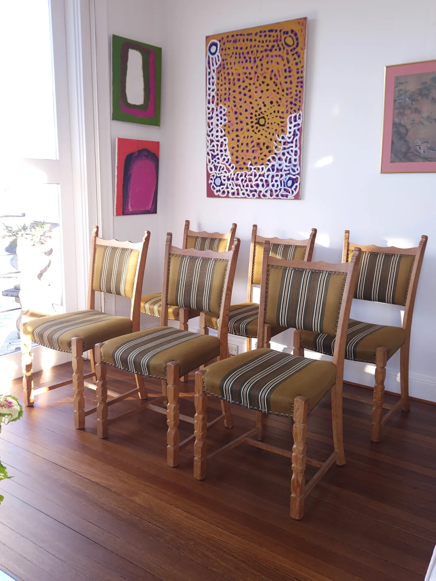 Dining chairs set for a hosted evening at the Musetta showroom