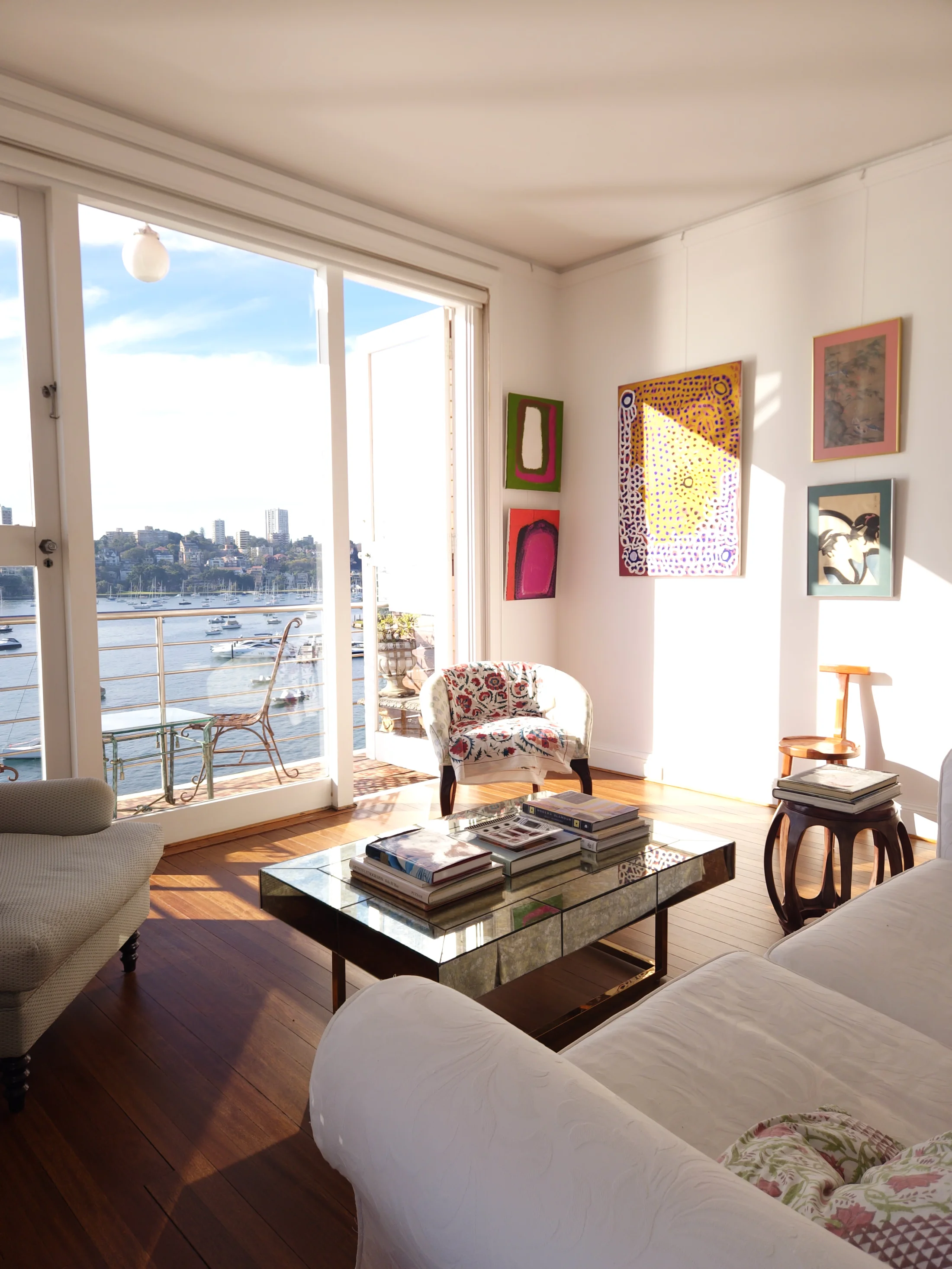 A sunlit corner of the Musetta showroom in Elizabeth Bay, overlooking the harbour